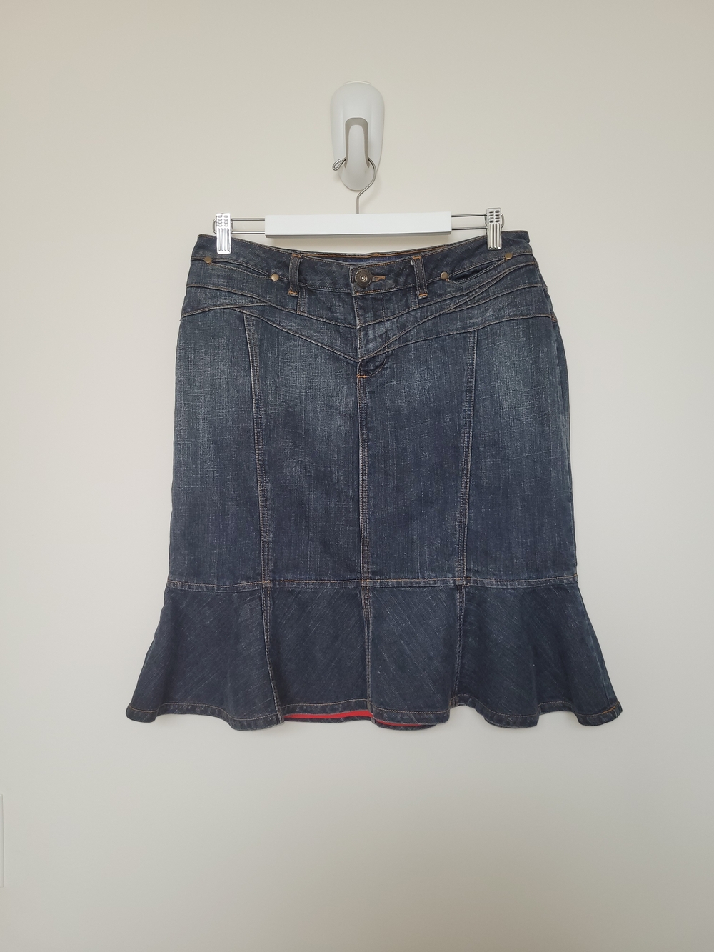 Baccini Denim Flared Midi Skirt Size 12 - Picture 2 of 8